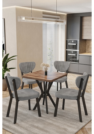 Mutfak Masası Takımı 4 Kişilik Masa Sandalye Takımı Balkon Masası Cafe Masa Takımı-70x70 Ceviz-gri Mutfak Masası Takımı 4 Kişilik Masa Sandalye Takımı Balkon Masası Cafe Masa Takımı-70x70 Ceviz-gri