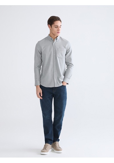 Lcwaıkıkı Classic Gri Regular Fit Armürlü Erkek Gömlek