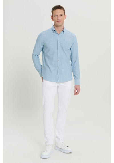 AC&Co / Altınyıldız Classics Erkek Yeşil Slim Fit Dar Kesim Düğmeli Yaka Flamlı Casual Gömlek 4A2022200073YSLXL Yeşil