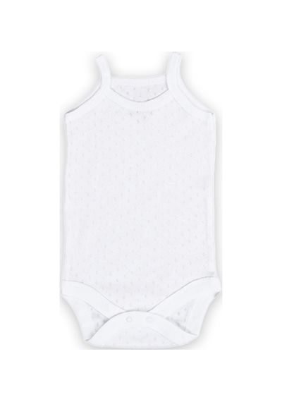 Novibaby 3-6 Ay Jakarlı İp Askılı Beyaz Bebek Atlet Body Zıbın Çıtçıtlı 100% Pamuk Beyaz