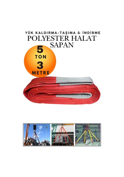 5 Ton 3 Metre Kahve Polyester Sapan - Yüksek Mukavemetli Yük Kaldırma Ve Taşıma Spanzeti - Endüstriyel Sınıf, Güvenli Bağlama Ve Sabitleme Halatı Ağır Yük Taşıma, İndirme ,sabitleme Halatı