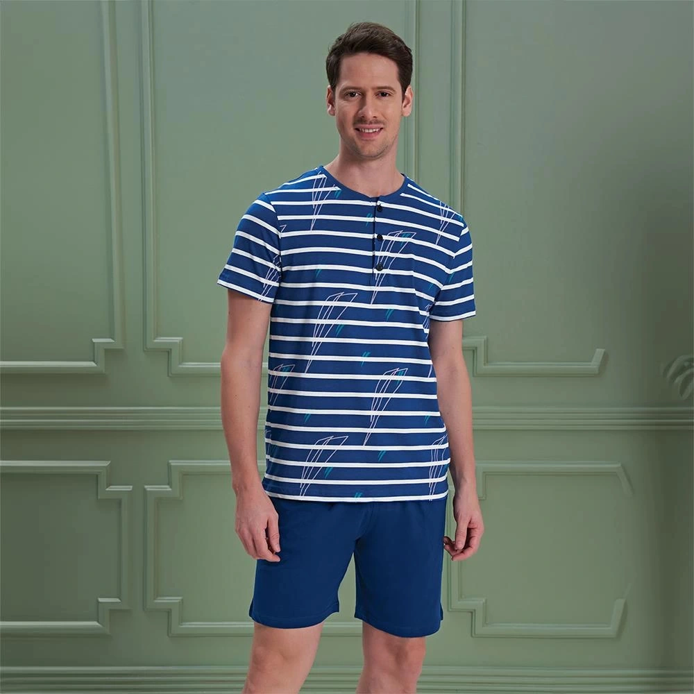 Over Sleep By Poleren Over Sleep 1200 Erkek Şortlu Pijama Takım İndigo Marin