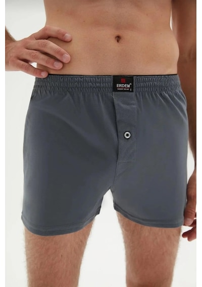 Erdem 1400 Erkek Penye Düz Renk Boxer 12 Adet Füme