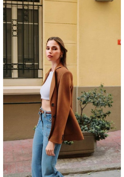 Kadın Kahverengi Süet Blazer Ceket