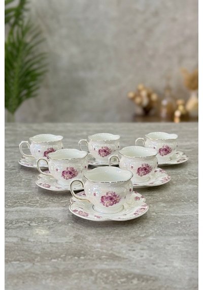 Acar Leonce 6 Lı Porselen Kahve Fincan Takımı 90 Ml Hxf-09452 Pembe