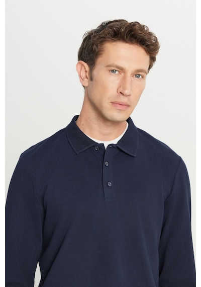 Ac&Co / Altınyıldız Classics Erkek Lacı %100 Pamuk Standart Fit Normal Kesim Polo Yaka Sweatshirt