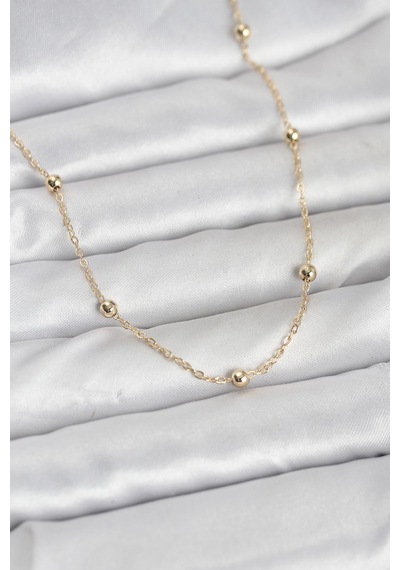Cm 14k Gold Renk Pirinç Top Zincirli 60 Cm Kadın Kolye - Lisinya altın