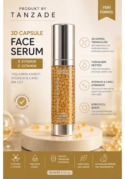 Produkt By Tanzade 3d Kapsüllü E Vitamini & C Vitamini Yüz Serumu 30 Ml Aydınlatıcı Ve Yaşlanma Karşıtı Bakım