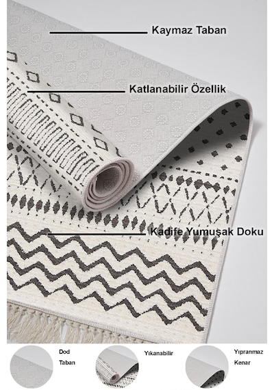 Dekoreko Kaymaz Taban Djt 3 Lü Banyo Paspas Takımı Trend Karışık Iskandinav F5086 Bej