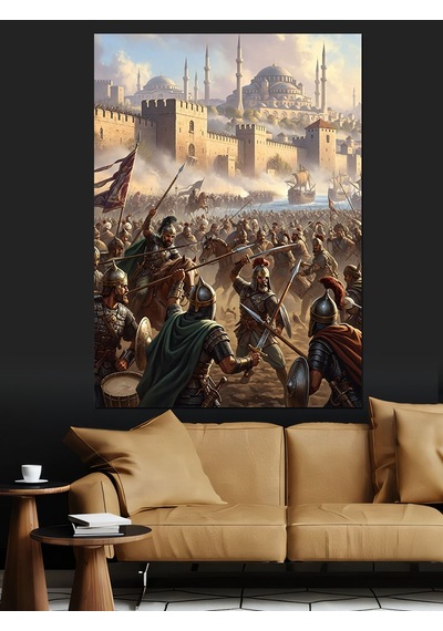 Ahşap Tablo Eski Savaş Alanı Tarihi Sahne Hayvan Tabloları