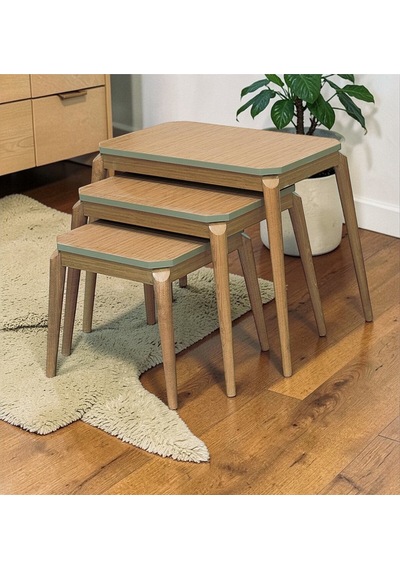 Msy Home Roma 3 Lü Pratik İç İçe Geçen Zigon,yan,orta Sehpa Mdf Modern Sehpa Takımı Ekru