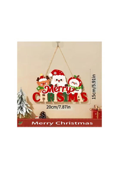 Noel Baba Ve Mutlu Olsunlar Tabelalı Ahşap Kapı Süsü 20x15 Cm 2d Düz Noel Dekoru 1 Adet
