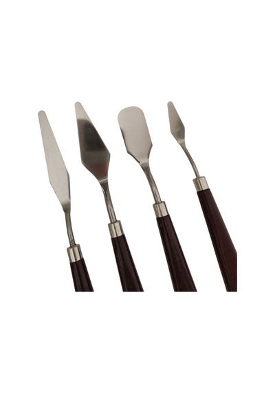 Spatula Seti Büyük Boy, Akrilik, Yağlı Boya, Pasta Süsleme, Kek Şekillendirme 5'li-ahşap Set