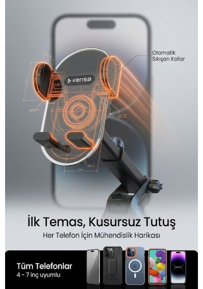 Sarsıntı Önleyci 360 Dönebilen Araç İçi Telefon Tutucu 1