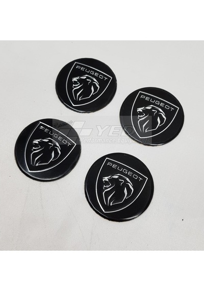Jant Göbeği Arma/Yapıştırma Peugeot Alüminyum Siyah Yeni 4Lü 60Mm
