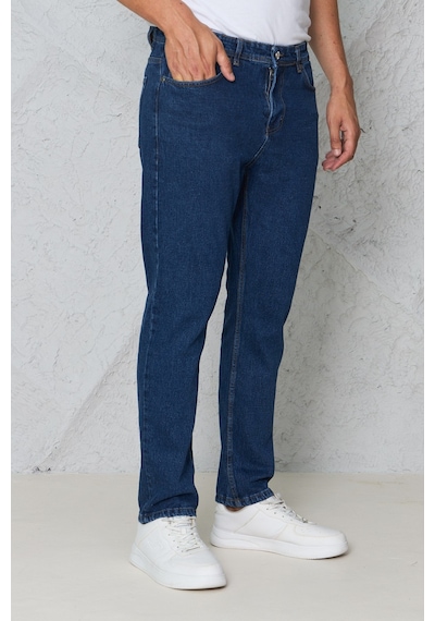 Blayn Jeans Erkek Lacivert Kot Pantolon Urban Fit Denim Esnek Rahat Kalıp Günlük Jean Pantolon
