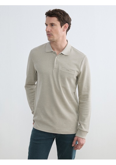 Lcwaıkıkı Classic Bej Polo Yaka Erkek Sweatshirt