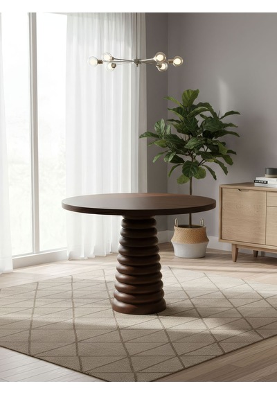 Spirra Yuvarlak Ahşap Yemek Masası 120x120 Ceviz