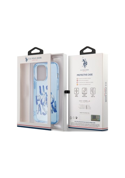 Apple Uyumlu iPhone 14 Pro Max Kılıf U.s. Polo Assn. Renkli Grafiti Baskılı Dizayn Kapak Mavi
