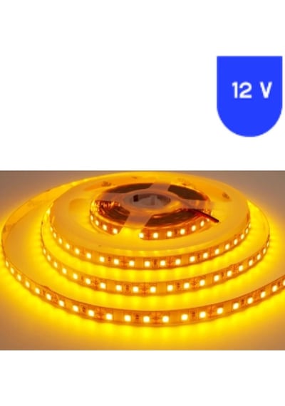 12 Volt 5 Mm 2835 Smd Sarı Amber İç Mekan 120 Ledli 5 Metre Şerit Led