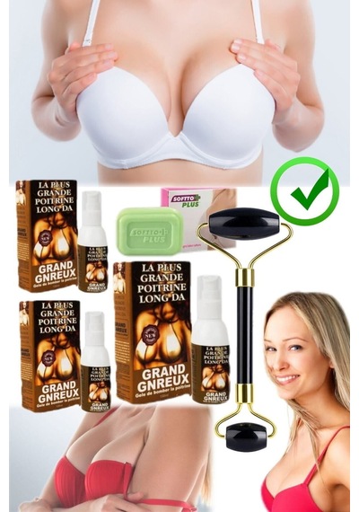 3 Adet X 100 Ml Göğüs Şekillendirme Ve Büyütme Spreyi + Masaj Aleti + Göğüs Sıkılaştırıcı Sabun Karışık