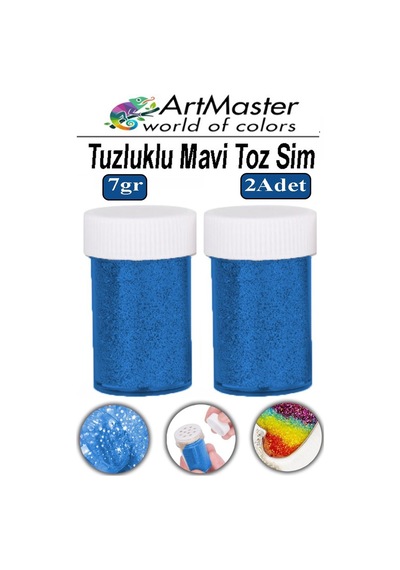 Toz Sim Mavi 2 Adet 7 Gr Tuzluklu Etkinlik Ders Okul Slime Dekorasyon Renkli Toz Sim Dekor Süsleme