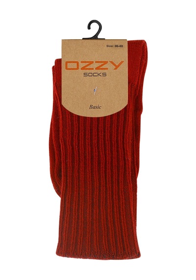 Ozzy Socks Kışlık Kadın Yünlü Bordo Renk Uyku Çorabı Soft Touch Bordo