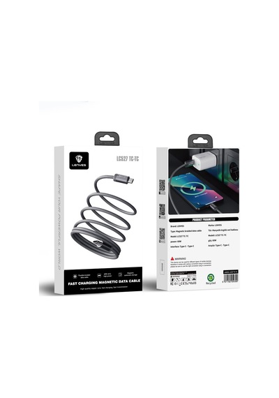 Lenyes LC527 Spiral Magnetik Type-C To Type-C 60W Hızlı Şarj Özellikli Data Ve Şarj Kablosu 1 M Gri