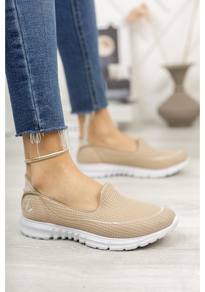 Nesilshoes Nesil Shoes Dvm 801 Bej Faylon Taban Kadın Yürüyüş Ayakkabısı