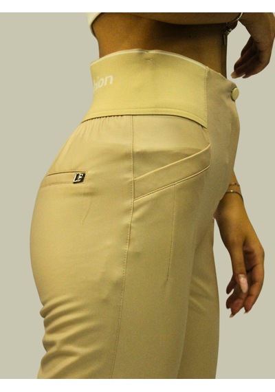 Afri Kadın Yüksek Bel Suni Deri Pantolon Toparlayıcı Slim Fit Bej Esnek Ve Şık Tasarım Bej