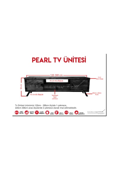 Raweyn Pearl Doğal Ahşap Tv Ünitesi - 160cm Ceviz