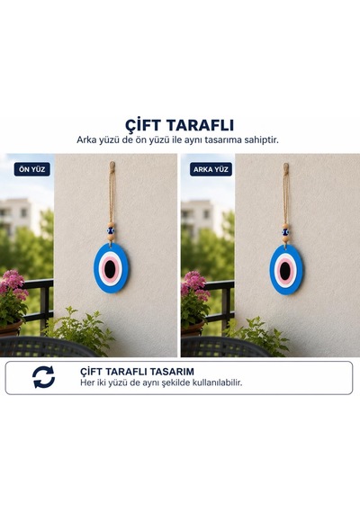 Çift Taraflı Plastik Nazar Boncuğu Duvar Süsü Dekoratif Asma Nazar Boncuğu Kapı, Balkon Ve Araç Süsü