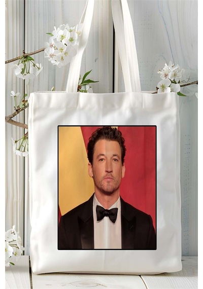 Art Hediye Miles Teller Baskılı Bez Çanta Omuz Çantası Kişiye Özel Desen 2 Çok Renkli