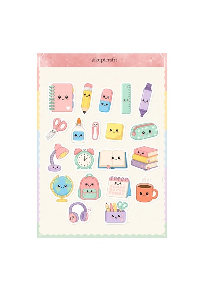 Kawai Temalı 7 Sayfa Sticker Seti Sevimli Hayvanlar Sticker 0