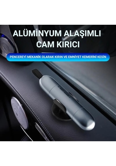 Polham 2in1 Araç İçi Cam Kırıcı Ve Emniyet Kemer Kesici, Premium Acil Durum Kiti, Hayat Kurtarıcı