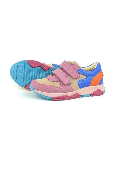 Ortopedikal 3880 Rakerplus Hakiki Deri Pembe Mavi Çocuk Sneakers Spor Ayakkabı Cırtlı Pembe - Mavi