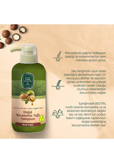 Eyüp Sabri Tuncer Doğal Macadamia Yağlı Şampuan 600 Ml Boyalı Saçlar Tüm Saçlar