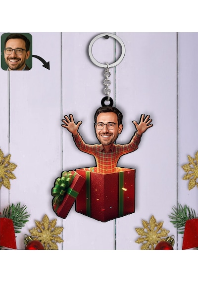 Bk Gift Kişiye Özel Erkek Yılbaşı Karikatürlü Ahşap Anahtarlık -4, Yeni Yıl Hediyesi, Yılbaşı Hediyesi Kobitmeyencom35805 Bk Gift