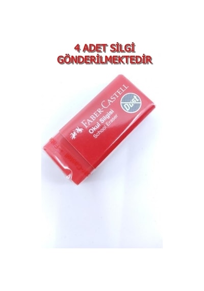 4 Adet Küçük Boy Kırmızı Renk Faber-castell Okul Silgisi