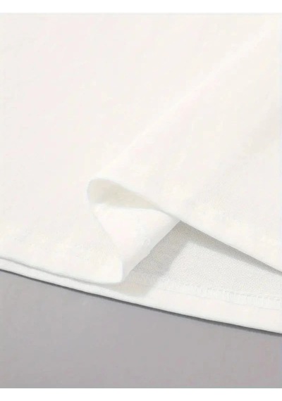 Erkek Sarj %1 Baskılı T-shirt Kısa Kol Bisiklet Yaka Regular Fit Tişört - Beyaz