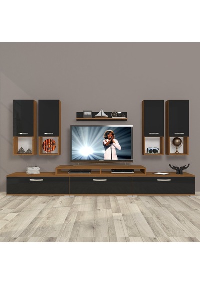 Decoraktiv Ekoflex 8da Mdf Tv Ünitesi Tv Sehpası - Ceviz Siyah Ceviz - Siyah