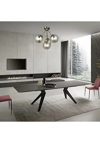 4'lü Eskitme Plafonyer Seti, 4xe27 Duy İle Şık Aydınlatma 01G Taba