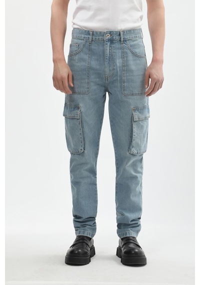 Banny Jeans Erkek Kargo Cep Jean Pantolon Açık Mavi