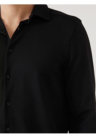 Lcw Vision Siyah Slim Fit Uzun Kollu Erkek Gömlek
