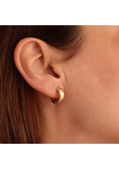 Nox Jewelry 925 Ayar Gümüş Minimal Halka Hoop Küpe - E00264 Gold