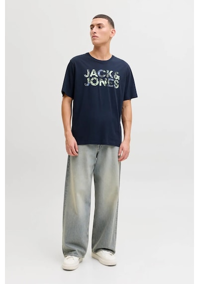 Jack & Jones Erkek Jjejeff Bisiklet Yaka %100 Pamuk T-shirt 12288536 Lacivert Lacivert
