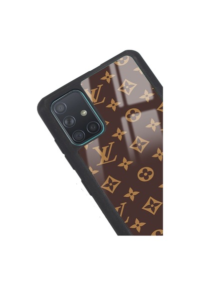 Samsung Uyumlu A71 Kahverengi Lv Tasarımlı Glossy Telefon Kılıfı Çok Renkli