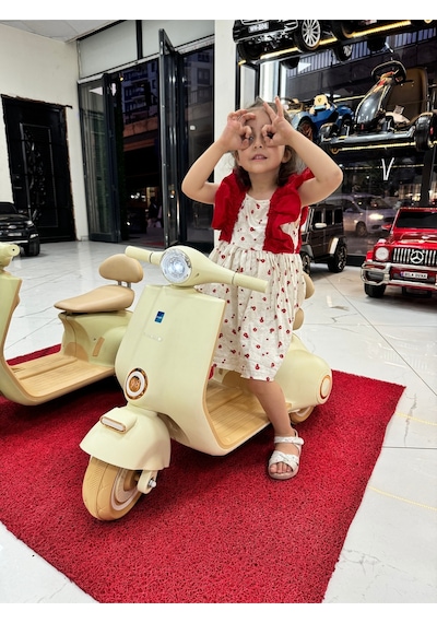 Oyuncak Sepetim Vespa Akülü Motorsiklet 2-5 Yaş Bej