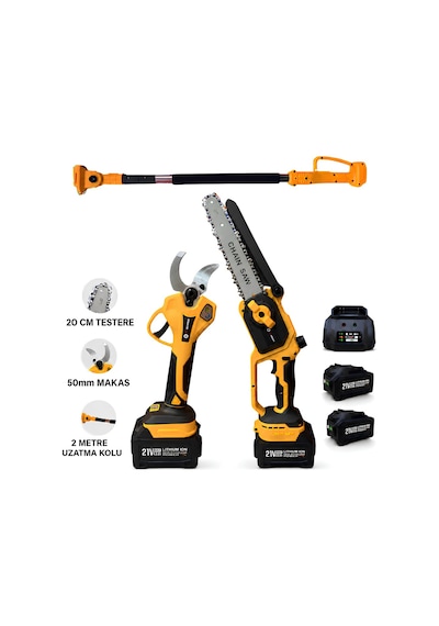 Prohummer Phm008-2m 2 Metre Alüminyum Teleskopik Uzatma Kolu 50mm Bağ Makası Ve 20cm Budama Testeresi