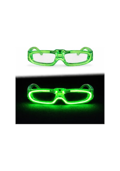 Yeşil Led Işıklı Parti Gözlüğü 3 Modlu Glow - Gece Eğlence Gözlüğü